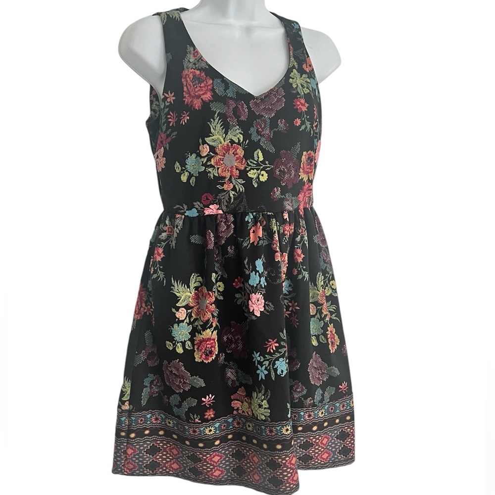 American Rag Cie Bohemian Black Floral Dress – Size Small